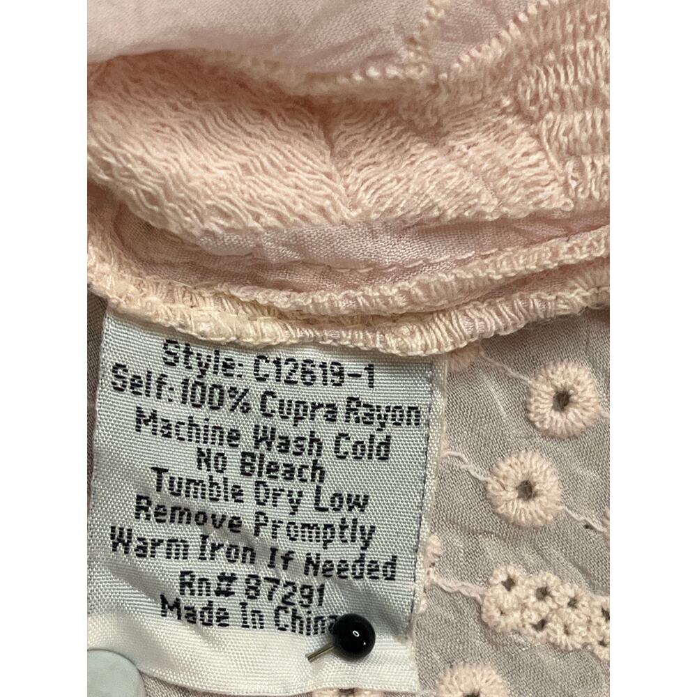 Johnny Was Lillian blouse pink sheer fabric, floral embroidery, eyelet, size XS - Picture 5 of 12
